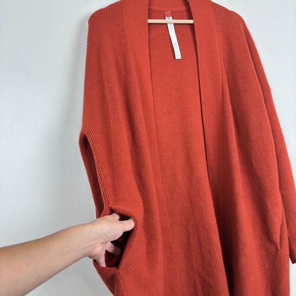 Lululemon Merino Wool-Blend Ribbed Long Wrap Sweater Women 12 Cayenne - Picture 5 of 10